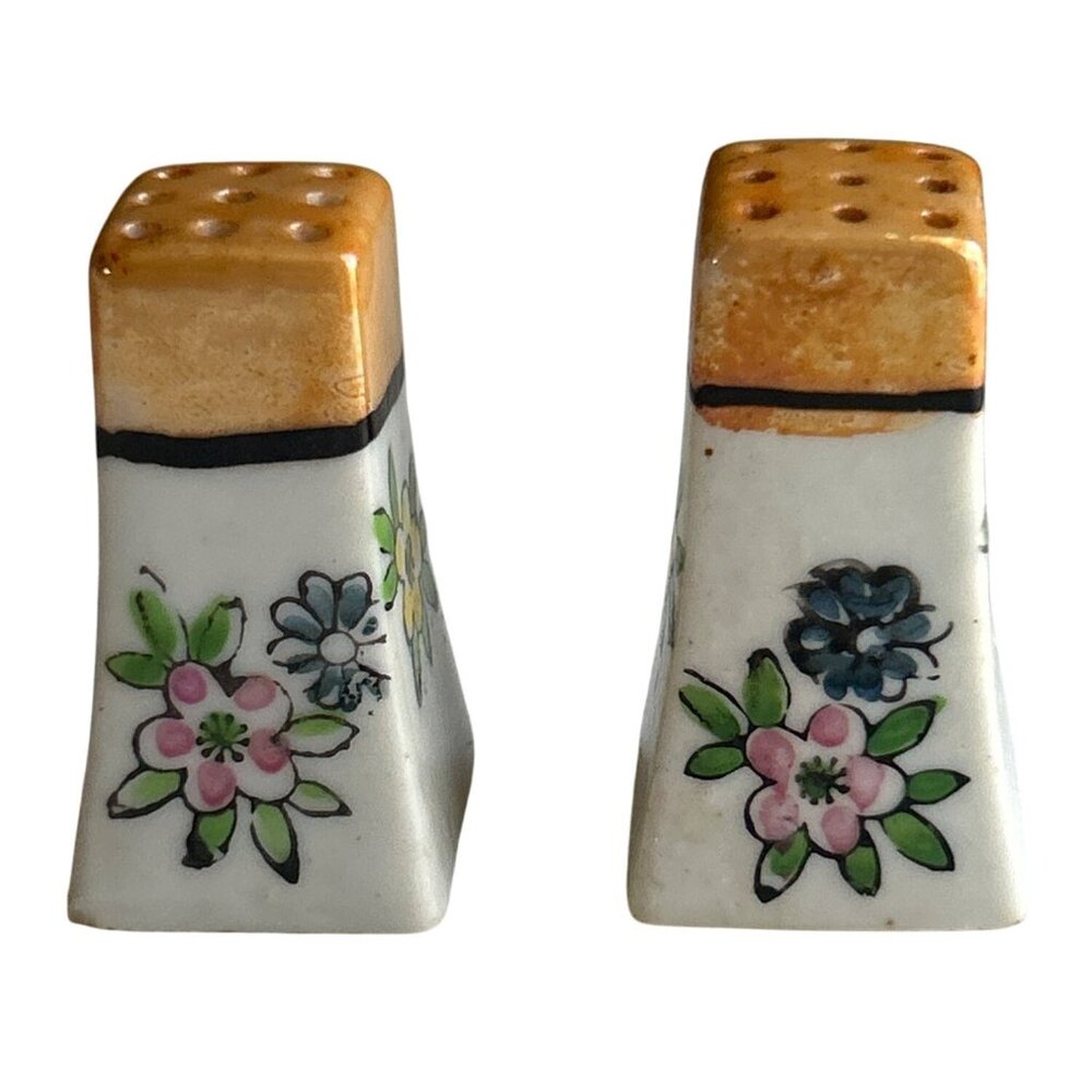 Vintage Mid Century Japanese Lusterware Mini Salt & Pepper Shakers